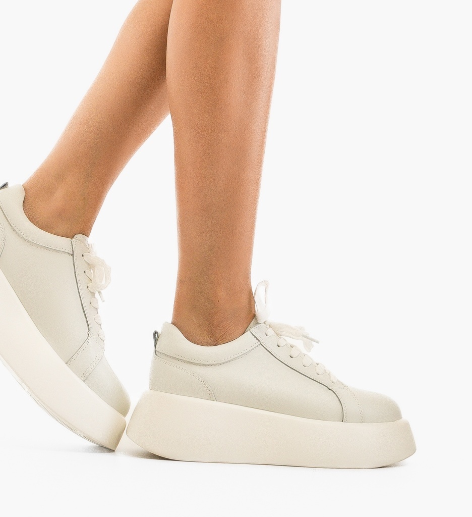 Sneakers Dama Silona Albi - Confort și Stil