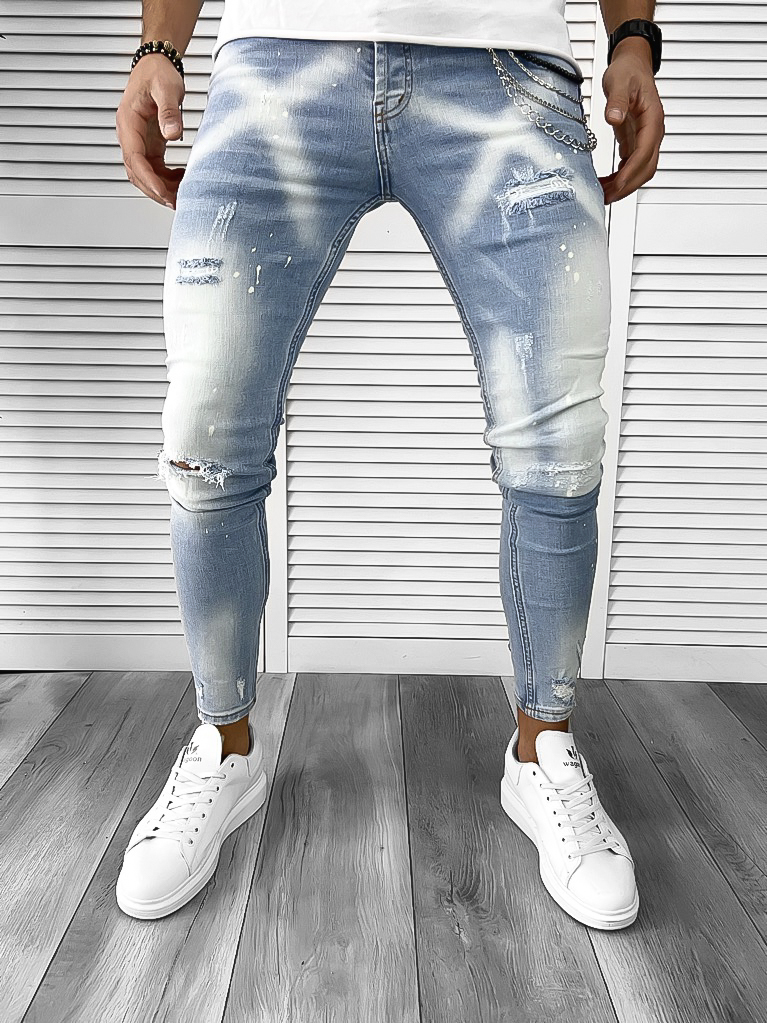 Blugi Barbati Conici Albastri | Stil Office & Casual