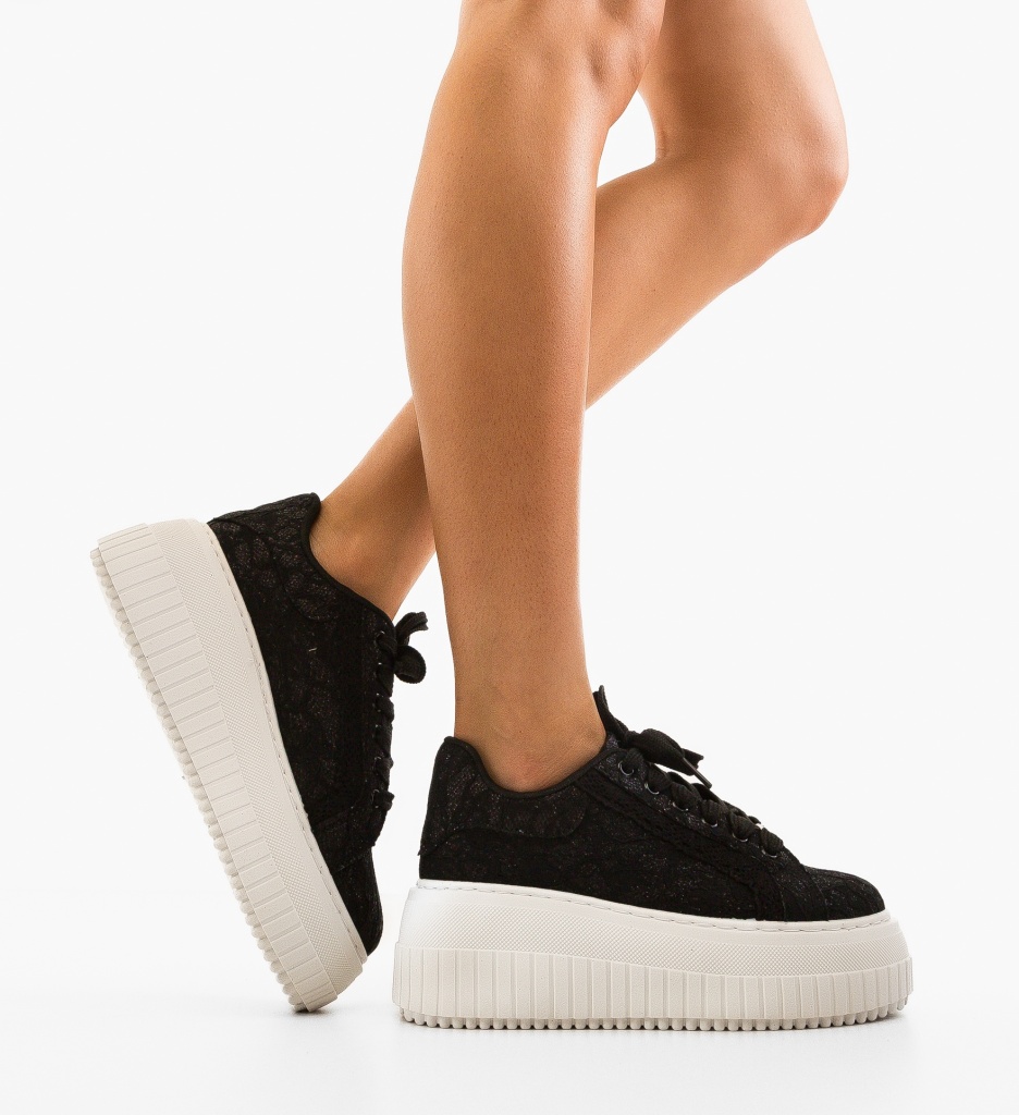 Sneakers Dama Brittn Negri - Confort & Stil - imagine 2