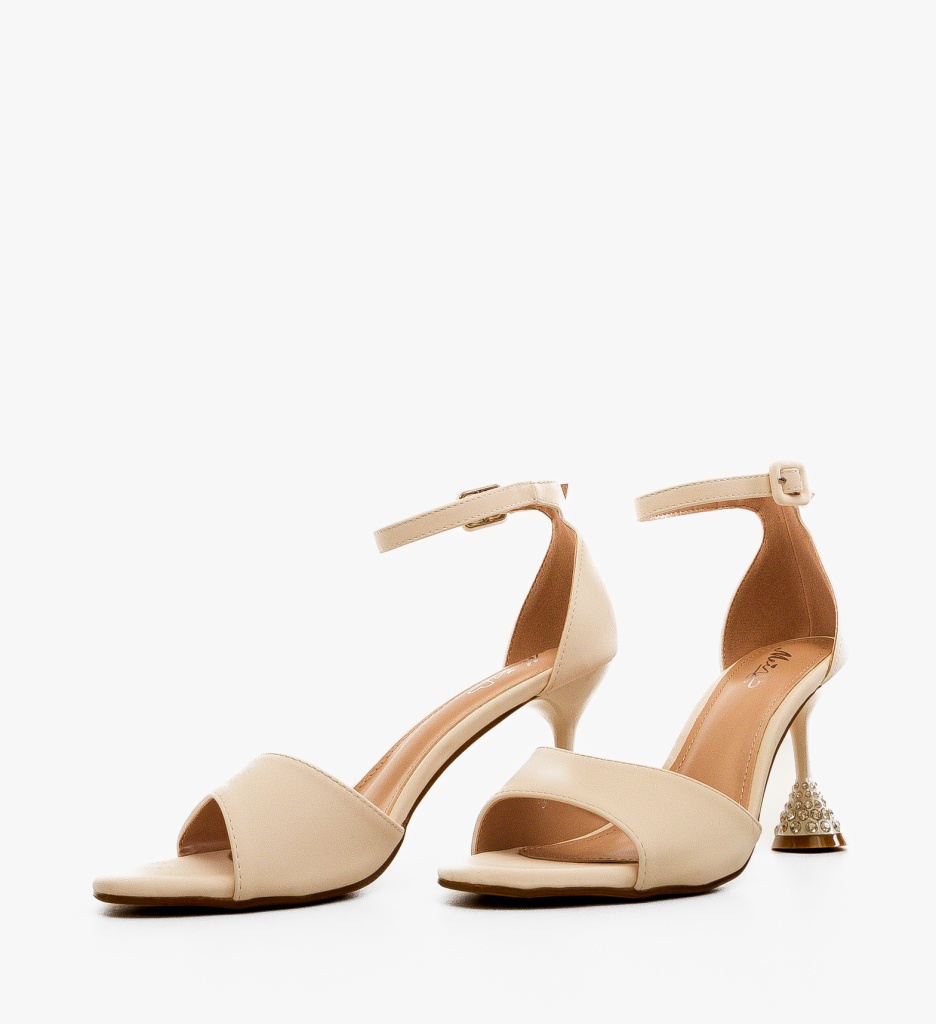 Sandale Merkato Bej cu Toc Elegante - imagine 6