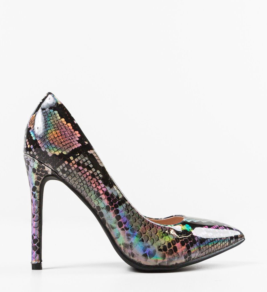 Pantofi Dama Argintii cu Toc Eleganti - imagine 4