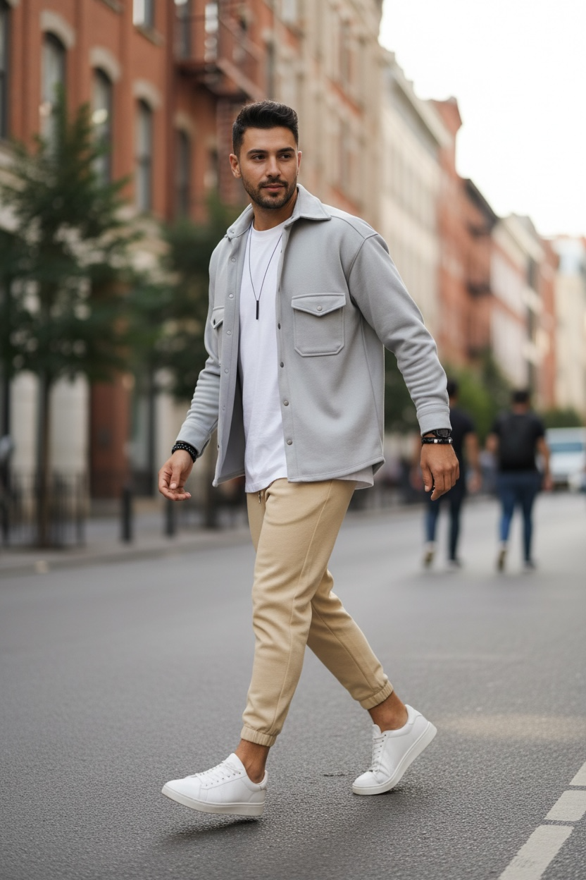 Cămașă Bărbați Slim Fit Gri Casual - imagine 2