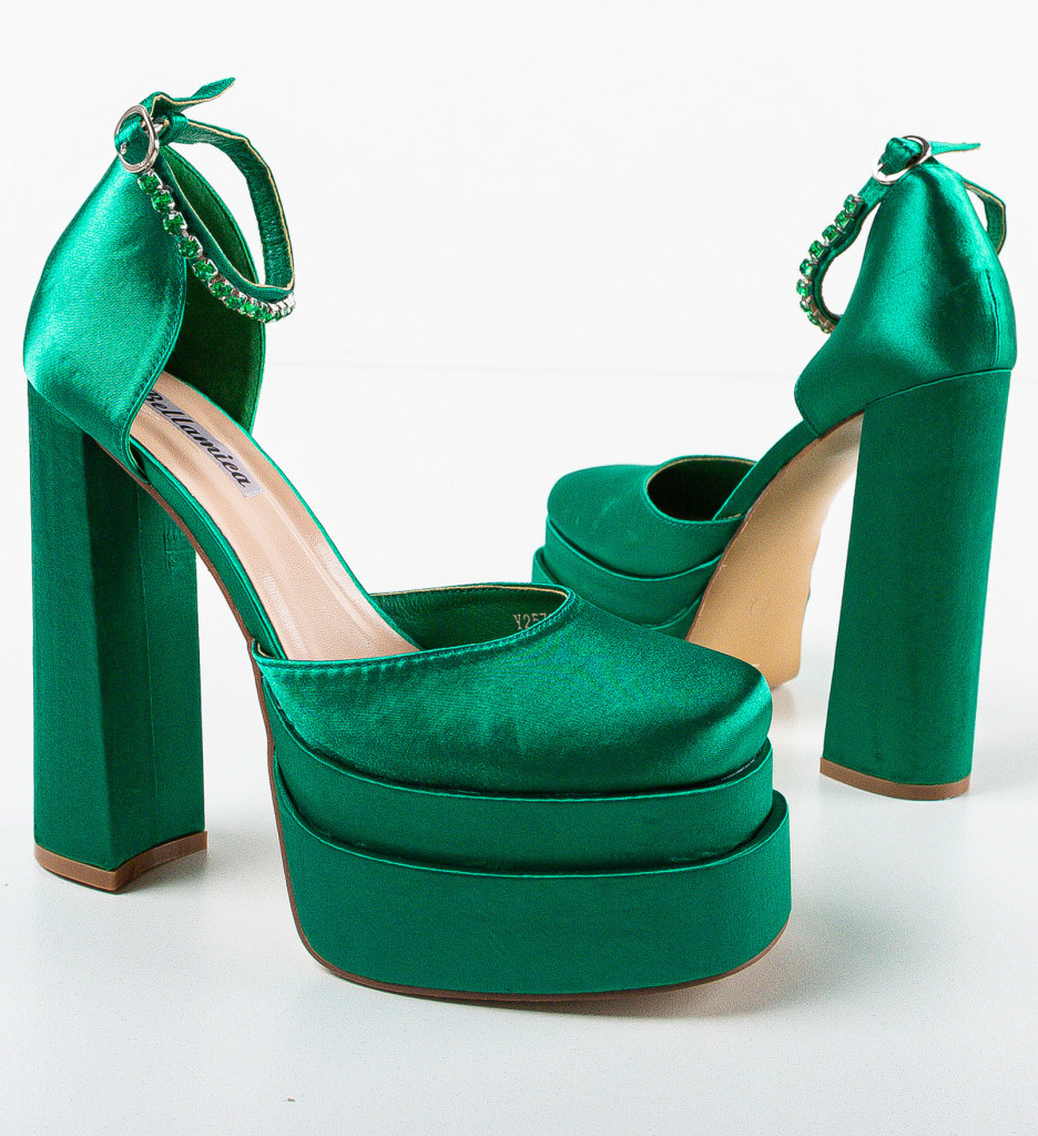 Pantofi Dama Sarah Verzi cu Toc Eleganți - imagine 5