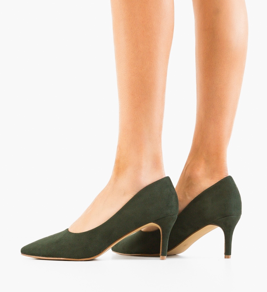 Pantofi Dama Eleganți cu Toc Verzi - imagine 3