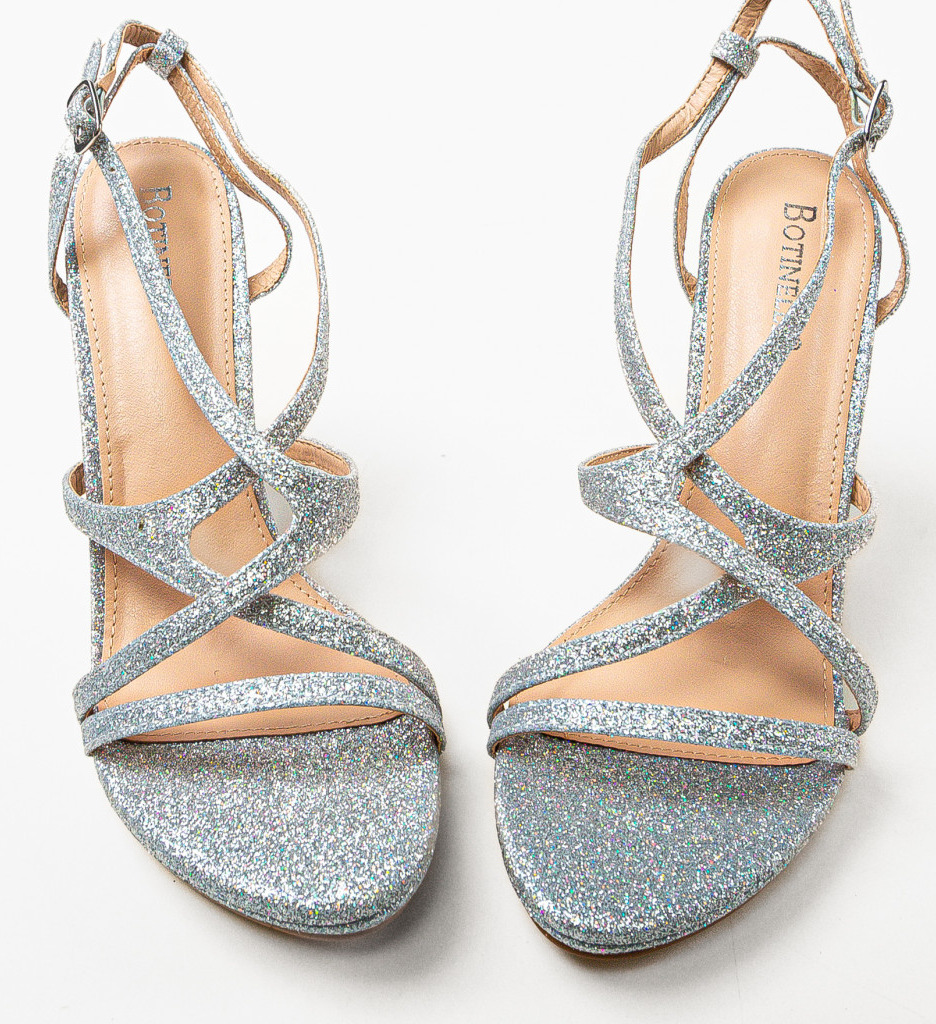 Sandale Haden Argintii Elegante cu Toc - imagine 6