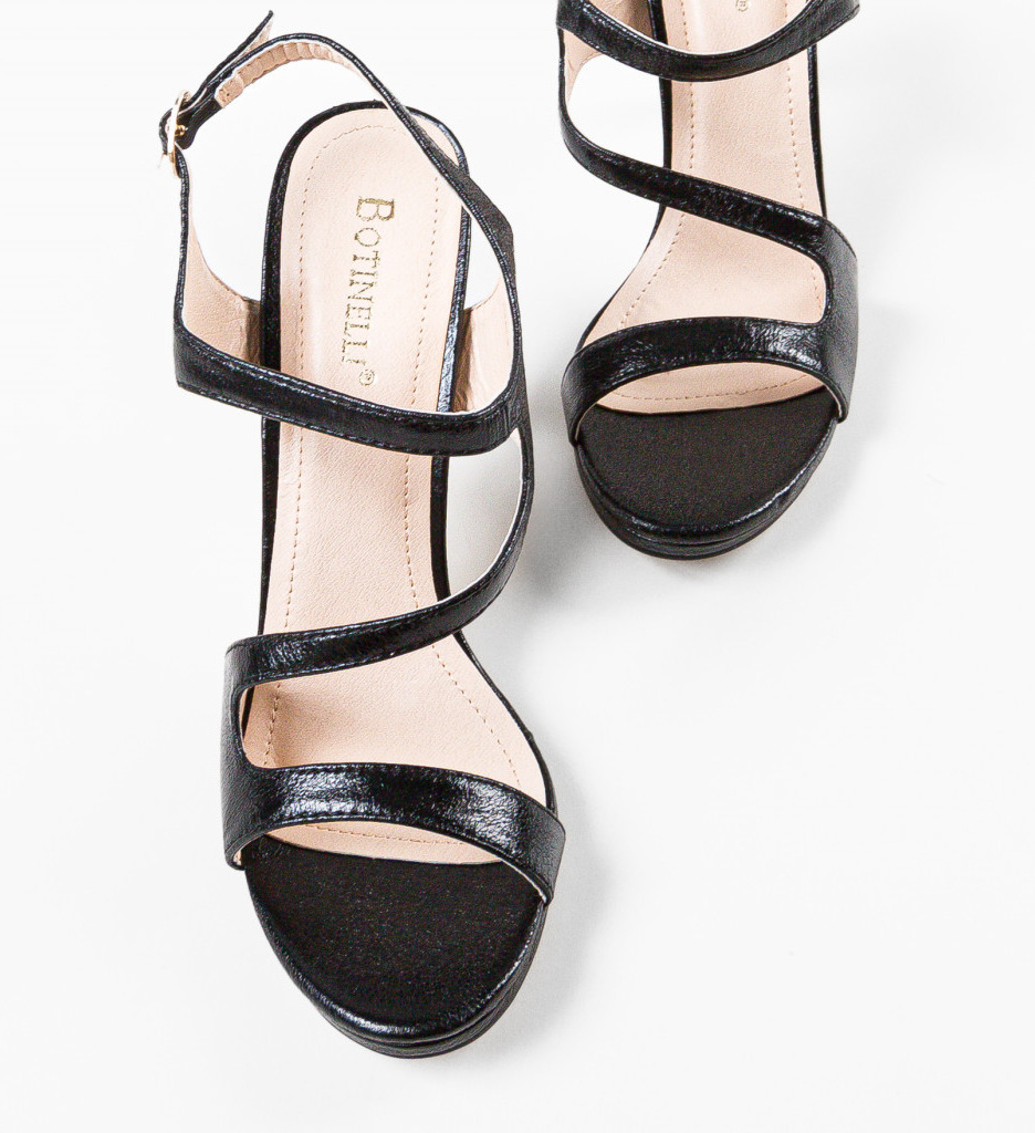 Sandale Dules Negre cu Toc Elegant - imagine 6