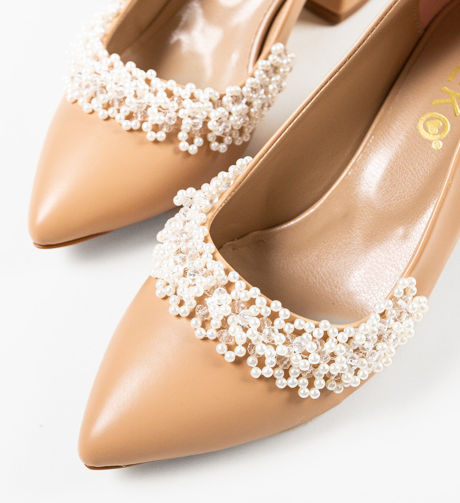Pantofi Perly Bej | Toc Elegant pentru Orice Ocazie - imagine 7