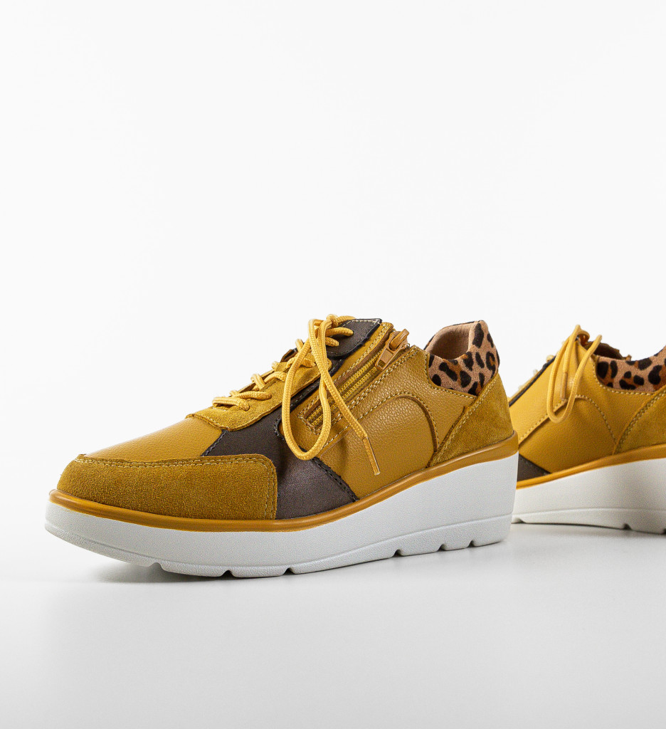 Sneakers Dama Nysa Galbeni - Confort & Stil - imagine 7