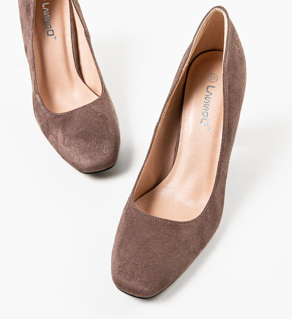 Pantofi dama Greer Khaki cu toc elegant - imagine 3