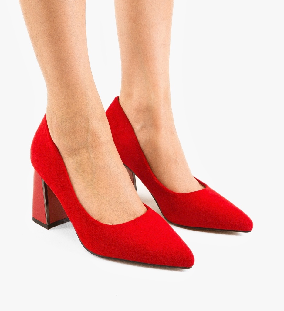Pantofi Dama Nimua Rosii cu Toc Eleganți - imagine 5