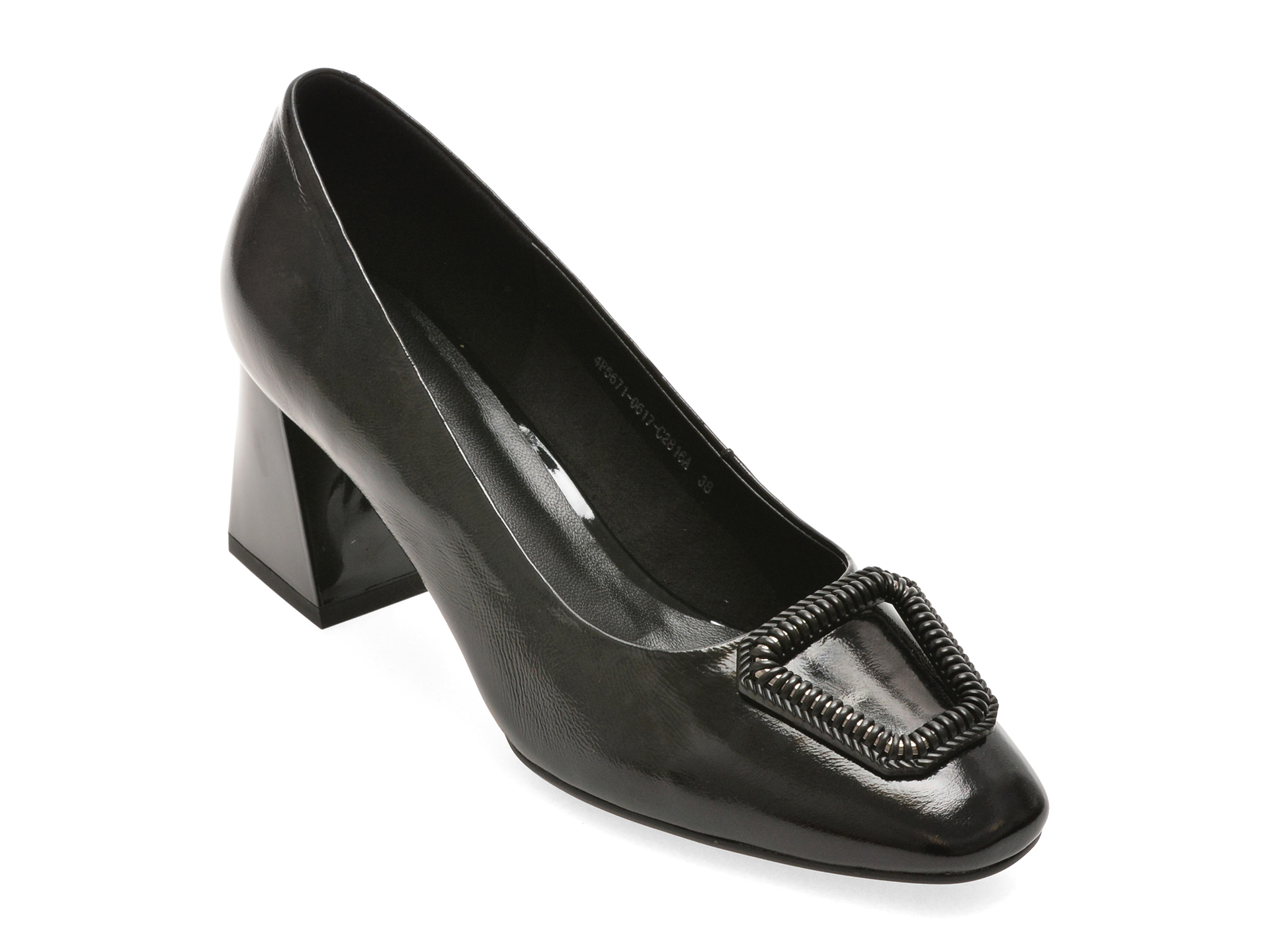 Pantofi Eleganți IMAGE Negri din Piele Lacuită