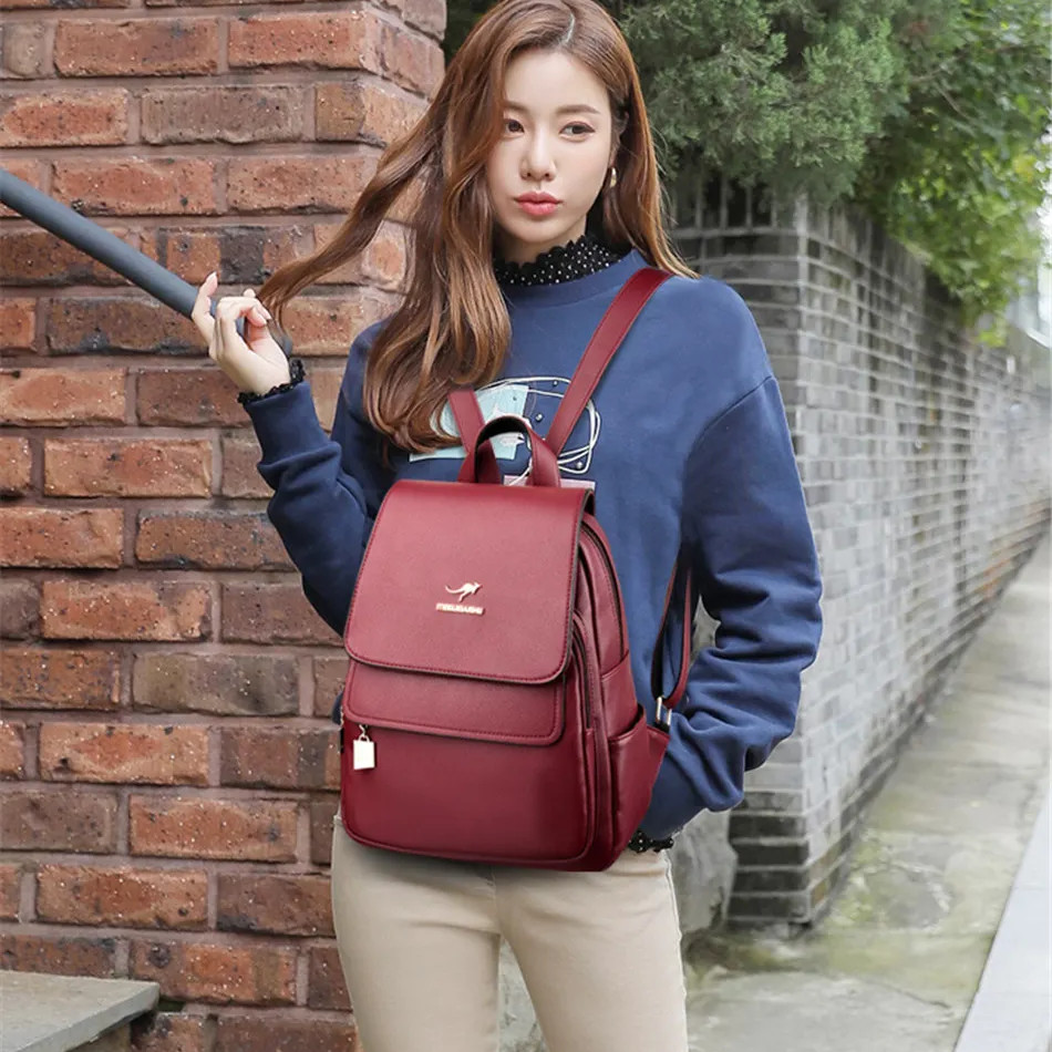 Rucsac dama Adelina GT969 bordo, multe buzunare - imagine 5