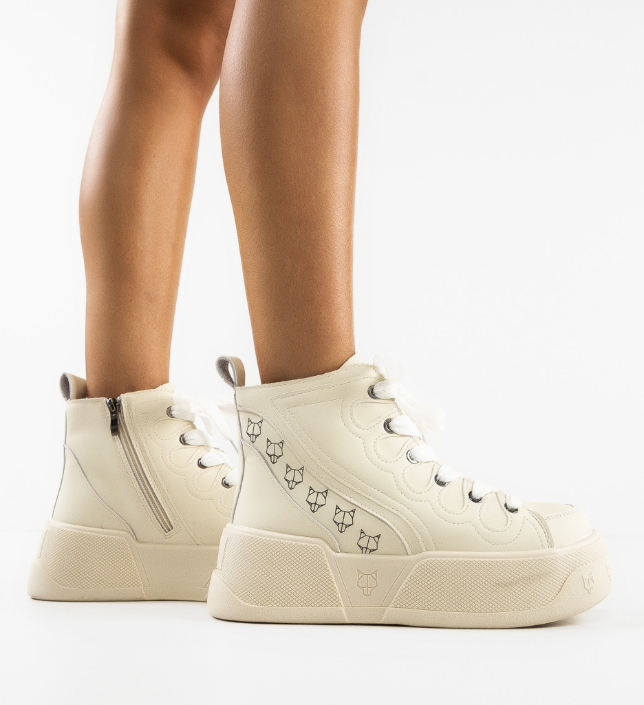 Sneakers Dama Piret Bej | Confort și Stil - imagine 3
