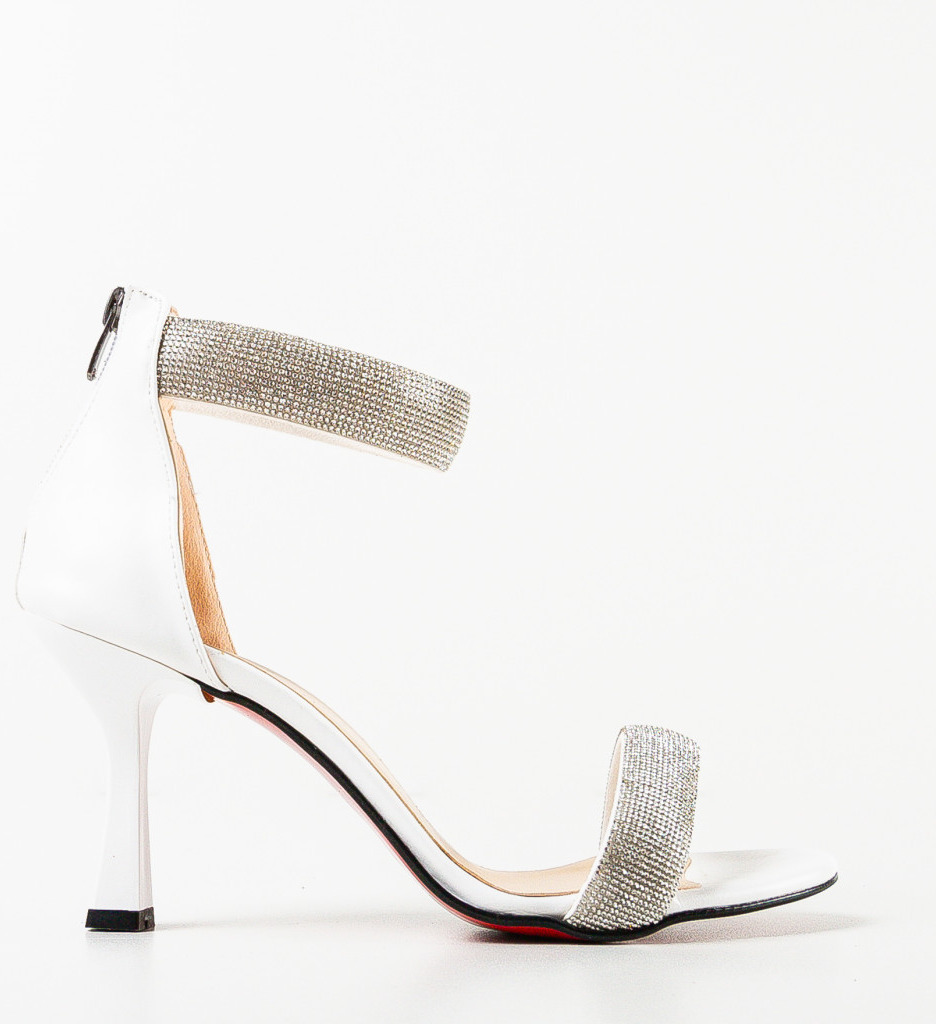 Sandale Jadasa Albe cu Toc Elegant - imagine 5