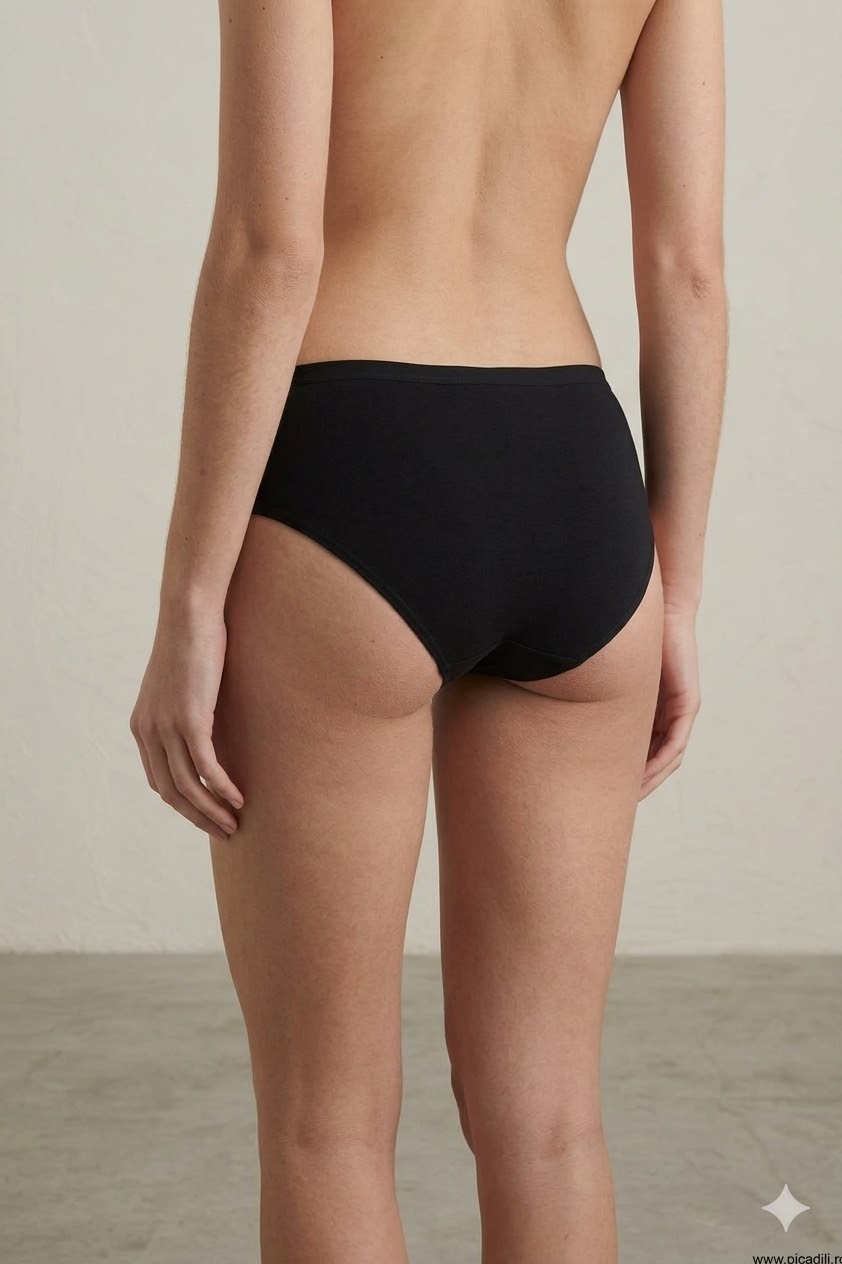 Set 5 Chiloți Dama Picadili Bumbac Crem/Negru - imagine 3