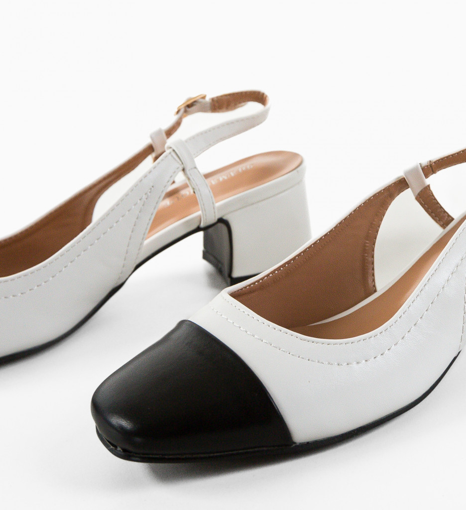 Pantofi Eilee Albi cu Toc Eleganți - imagine 6