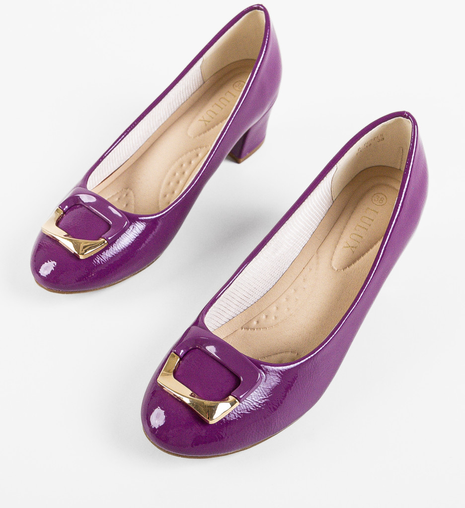 Pantofi Dama cu Toc Collier Mov - Eleganți - imagine 7