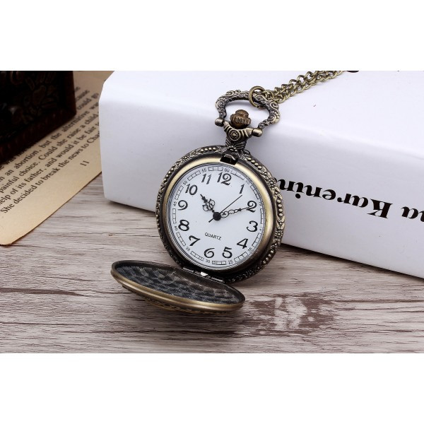 Ceas de buzunar Pava CS644 Retro Vintage cu lant, quartz - imagine 2