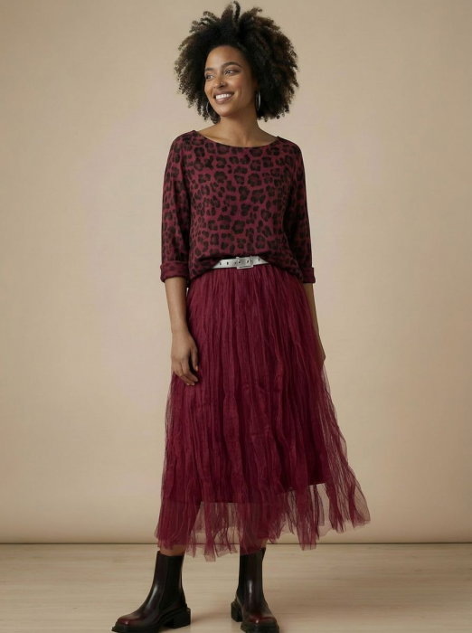Bluză Bordo Animal Print Modal & Cașmir Shopika