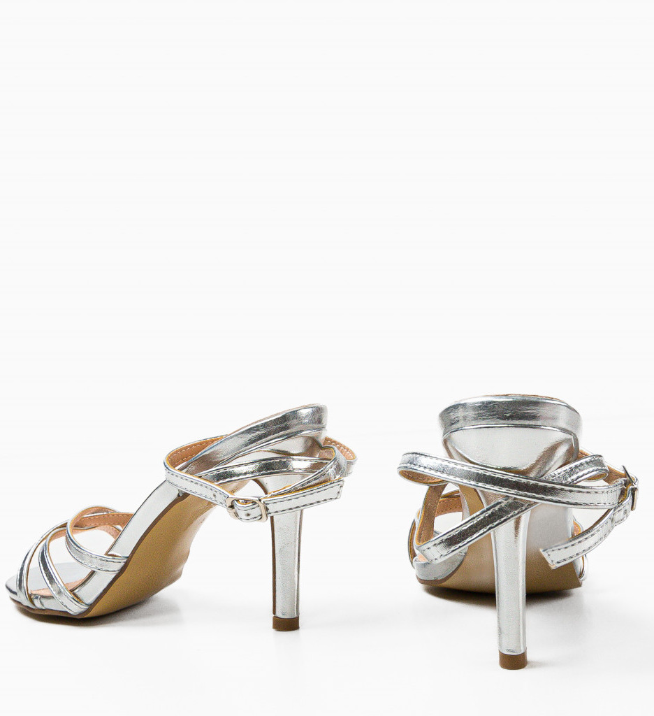 Sandale Tokeai Argintii cu Toc Elegante - imagine 7