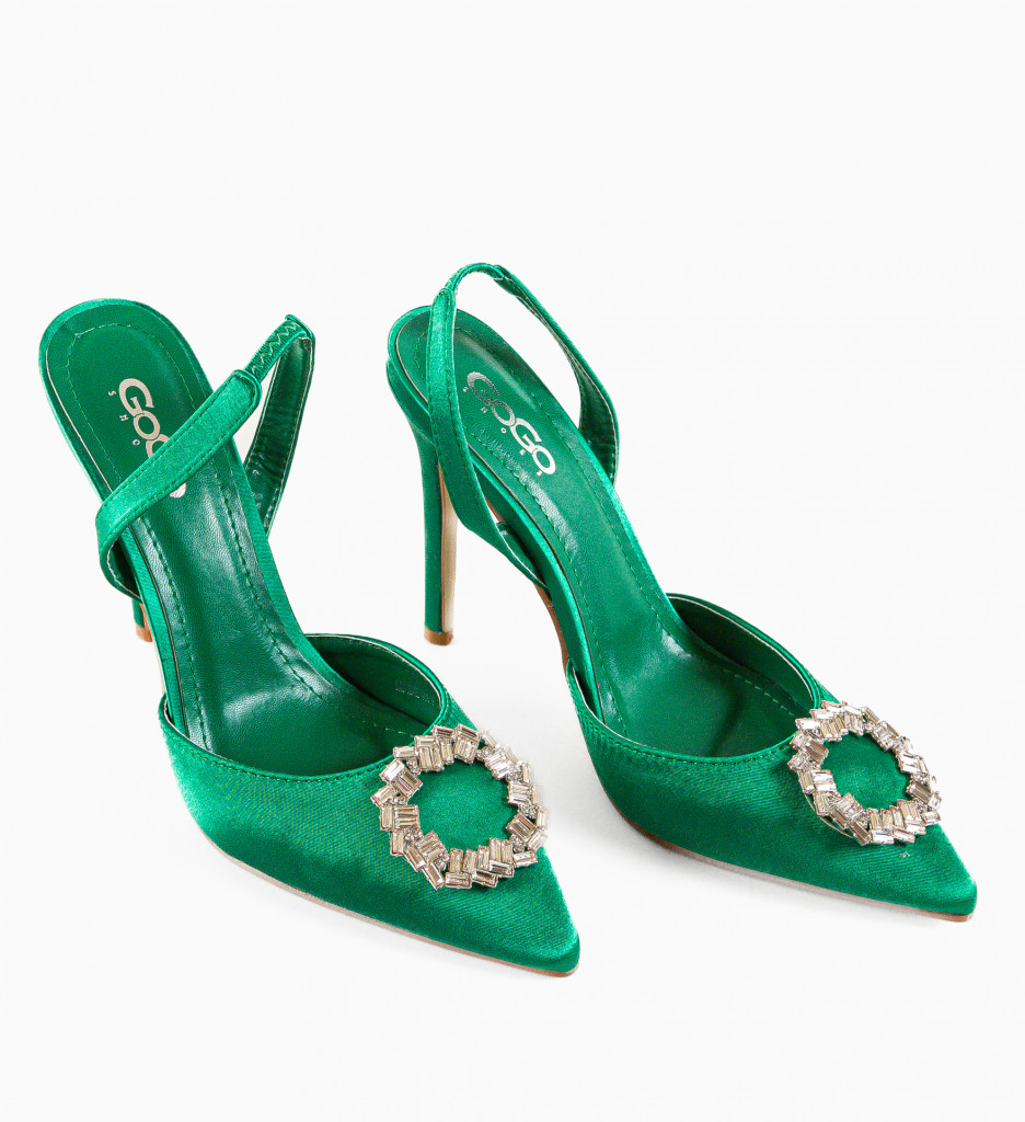 Pantofi Heilwig Verzi cu Toc Eleganți - imagine 7