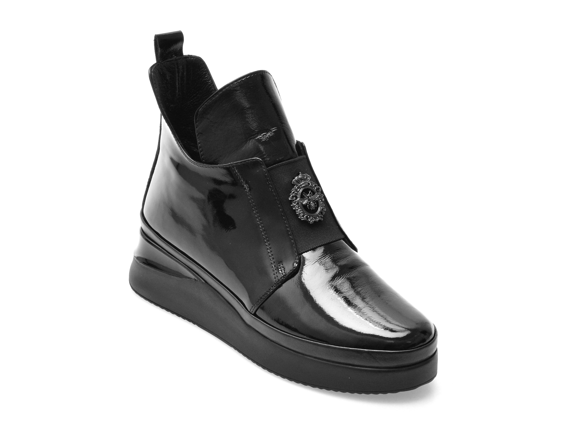Ghete Image negre din piele lacuită elegantă