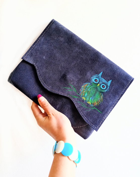 Plic Handmade Piele Bleumarin | Shopika