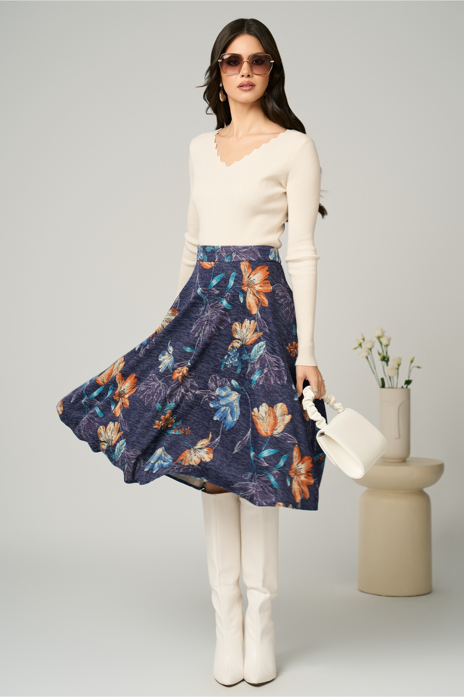 DY Fashion Fusta Midi Office Floral