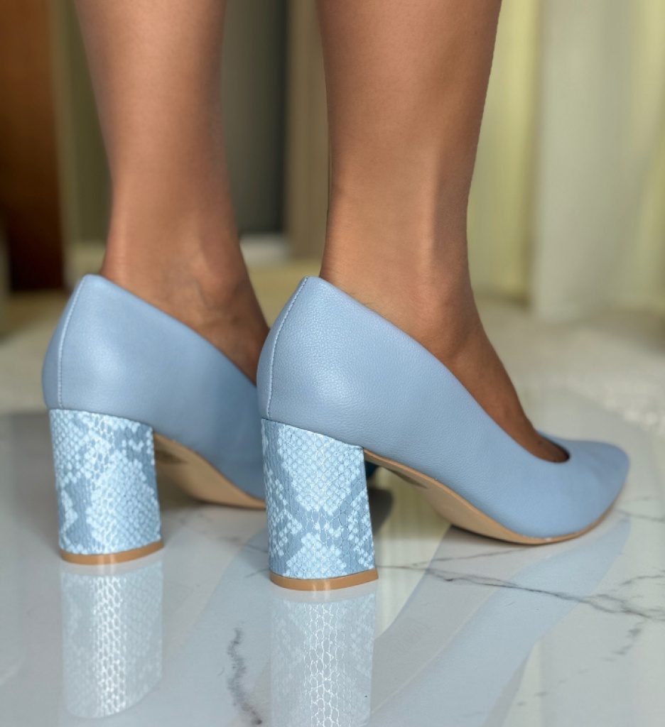 Pantofi Dama Jaylen Albaștri cu Toc Eleganți - imagine 2