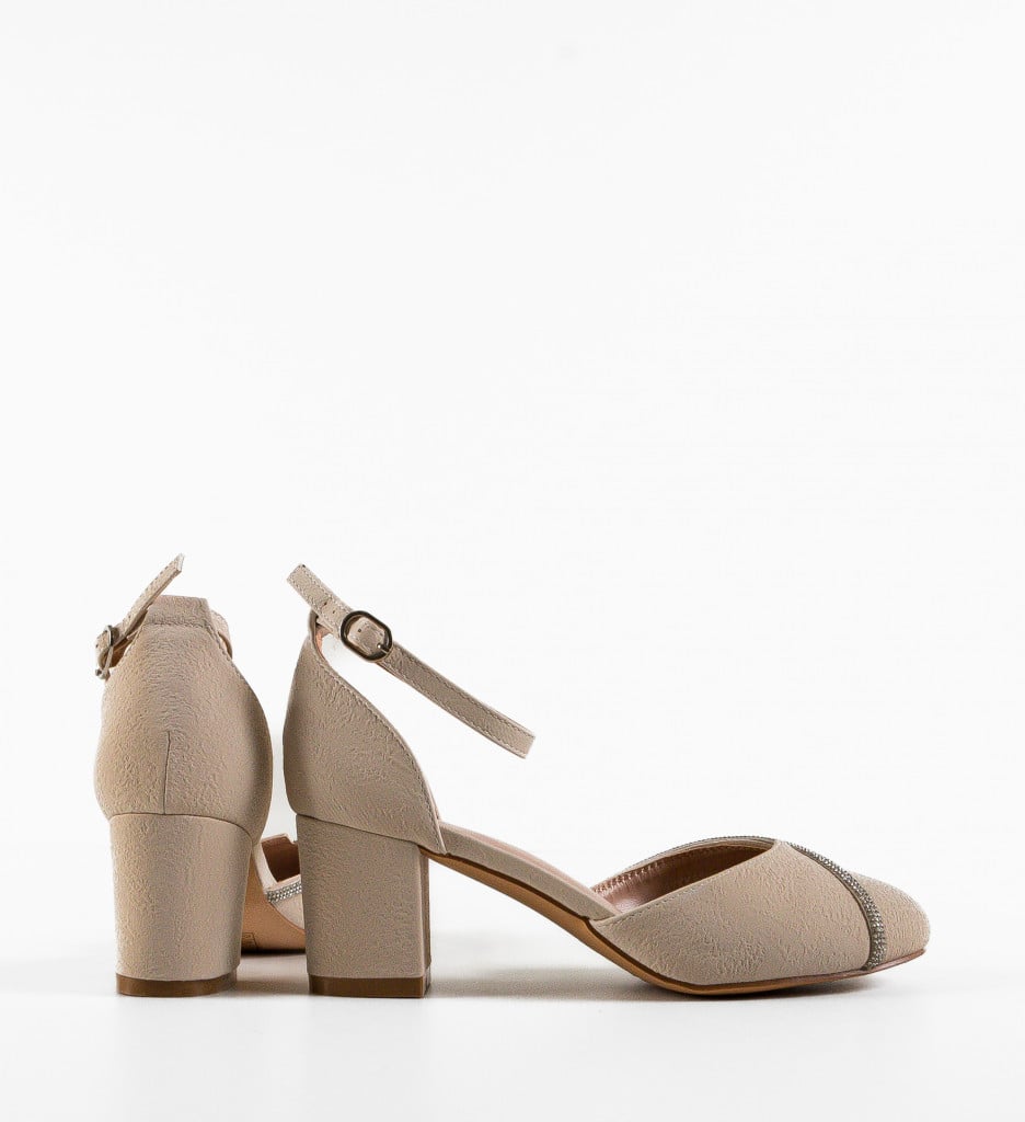 Pantofi dama Polya Bej cu toc elegant - imagine 6