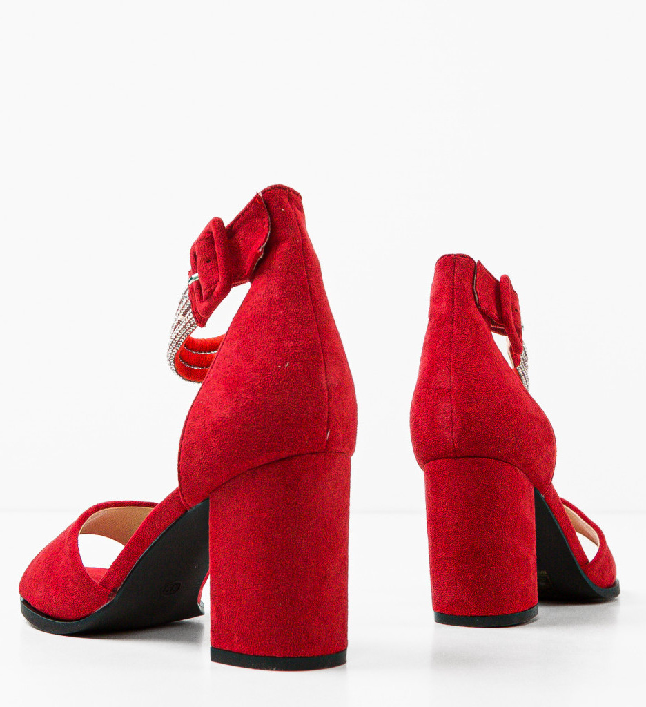 Sandale Dama Bosnian Rosii cu Toc Elegant - imagine 7