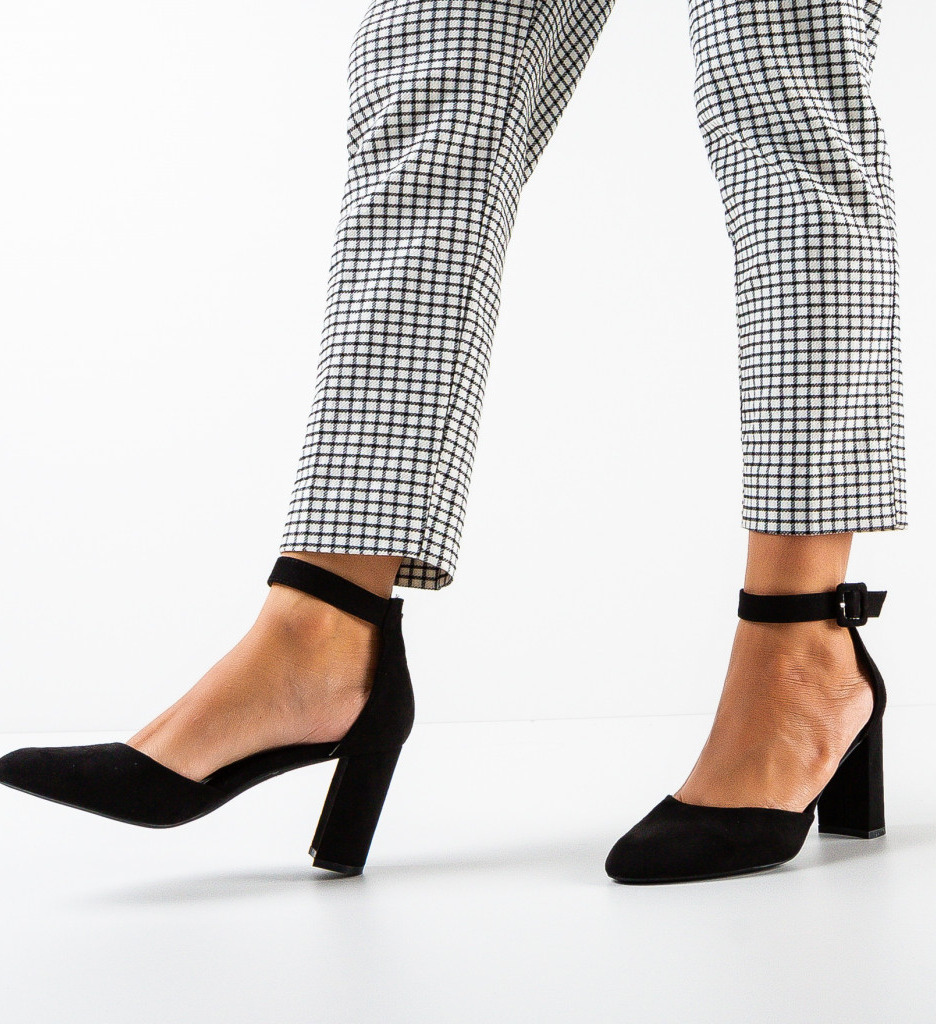 Pantofi dama Horn Negri eleganți cu toc - imagine 2