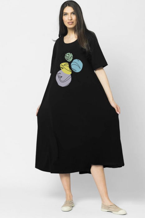 Rochie Pierino A-line Neagră Imprimeu