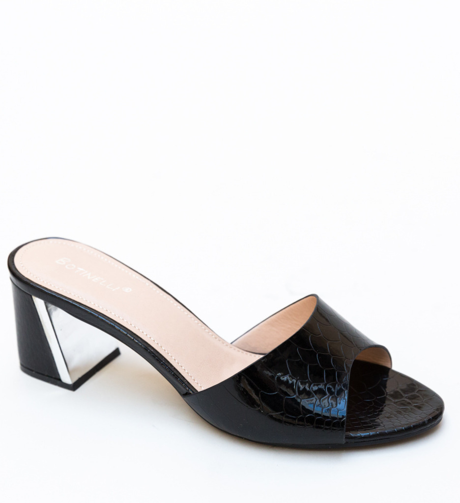 Sandale Dragol Negre Elegante cu Toc - imagine 6