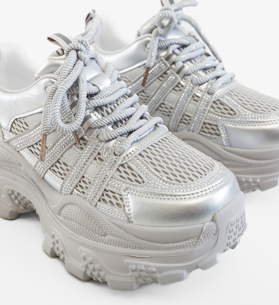 Sneakers Dama Zerra Argintii - Stil și Confort Sport - imagine 5