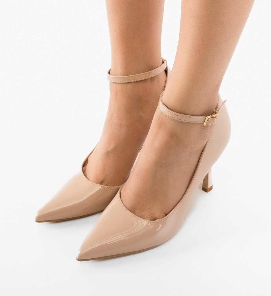 Pantofi Dama Iga Nude cu Toc Eleganți - imagine 3