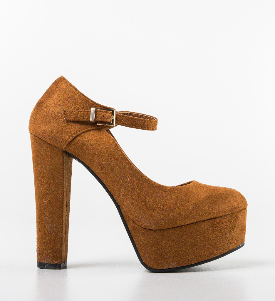 Pantofi Chung Camel cu Toc Elegant - imagine 5