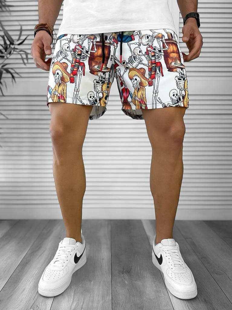 Sort Baie Barbati cu Imprimeu si Talie Adjustabila