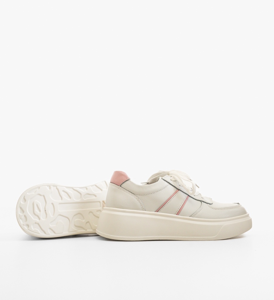 Sneakers Dama Briseis Albi din Piele Naturală - imagine 3