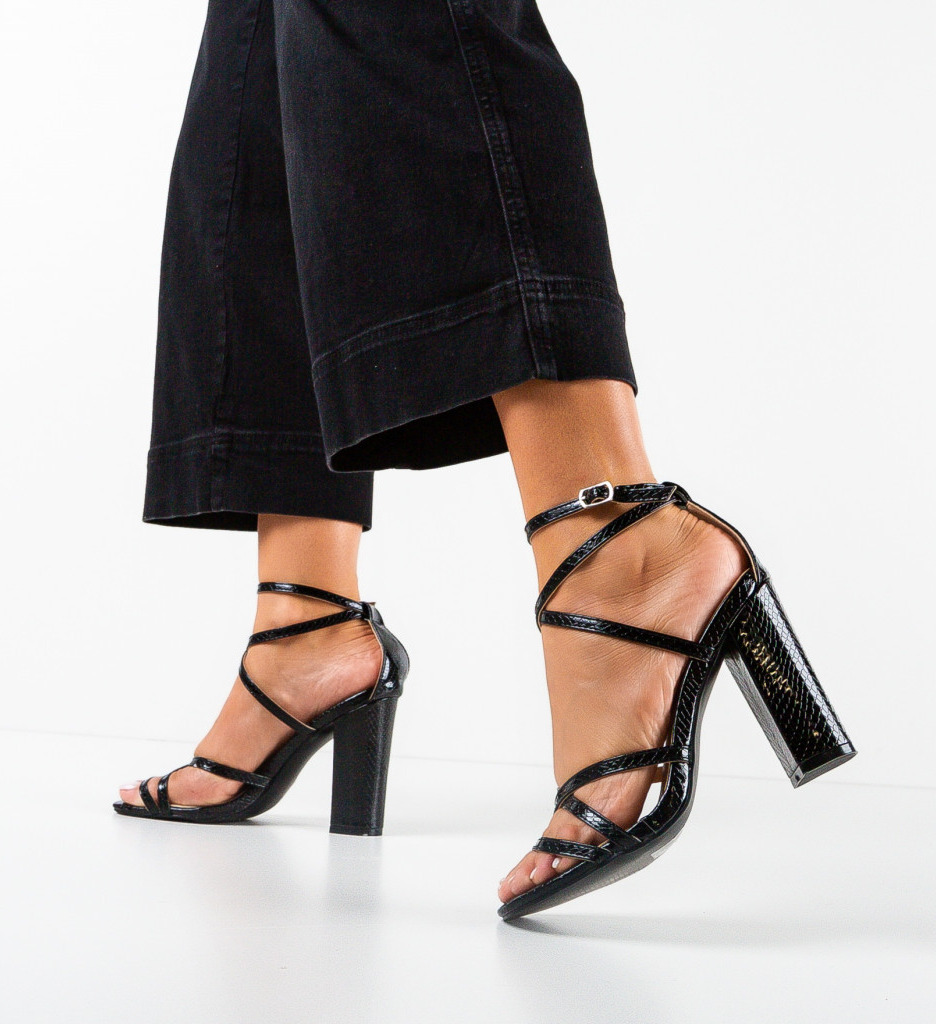 Sandale Toc Angon Negre Elegante