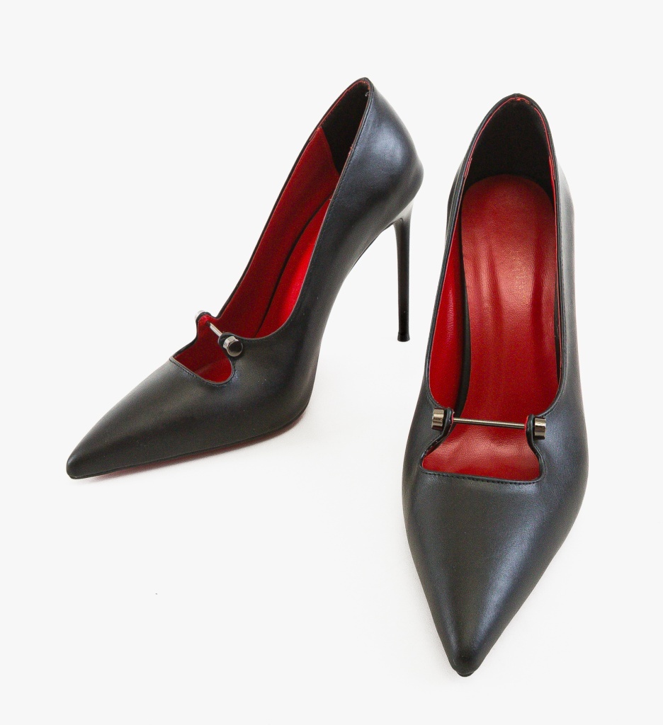 Pantofi dama Tronar Negri eleganți cu toc - imagine 2