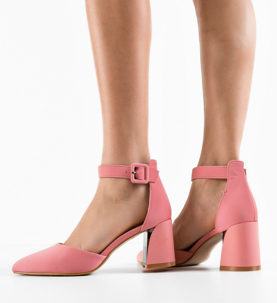 Pantofi Vandre Roz Eleganți cu Toc - imagine 7