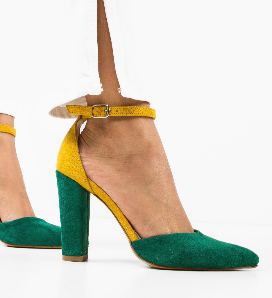 Pantofi dama Gizmo Verzi cu toc elegant - imagine 2
