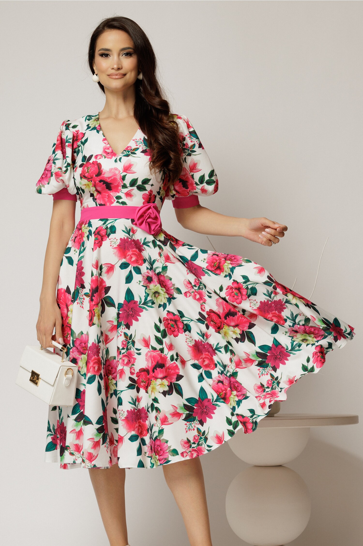 Rochie DY Fashion Fucsia Florală Imprimeu