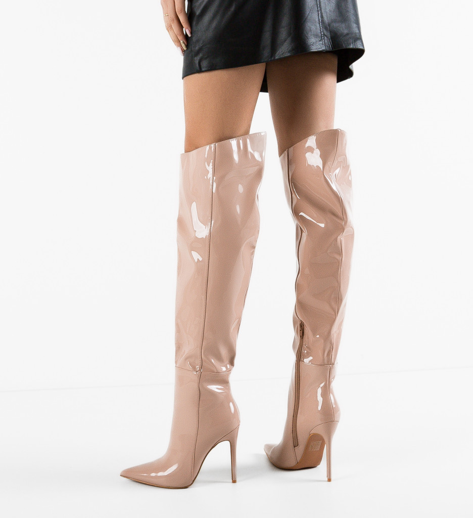Cizme Toc Bybyam Nude - Eleganță și Stil - imagine 3