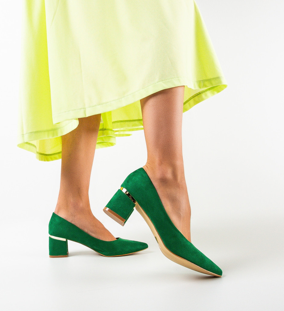 Pantofi Brandy Verzi cu Toc - Stil Unic - imagine 3