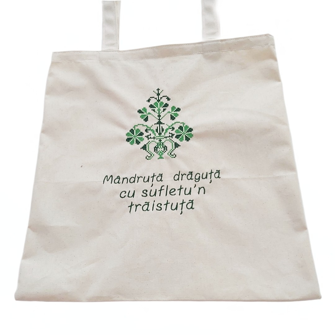 Traista de bumbac cu broderie model   pomul vietii