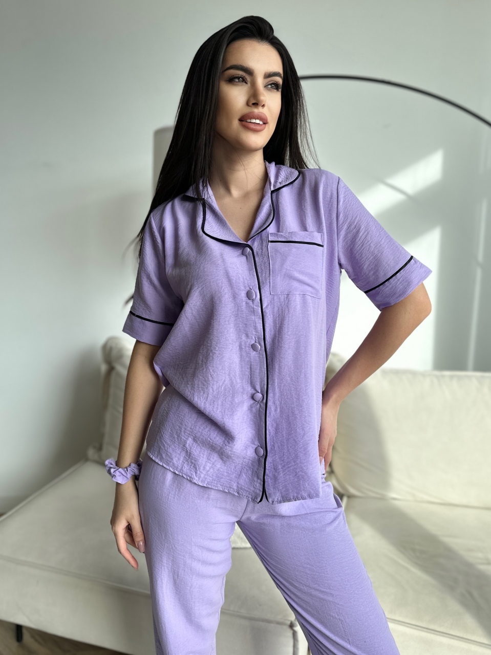 Set Pijama Dama Delis, 2 Piese, Lila - imagine 2