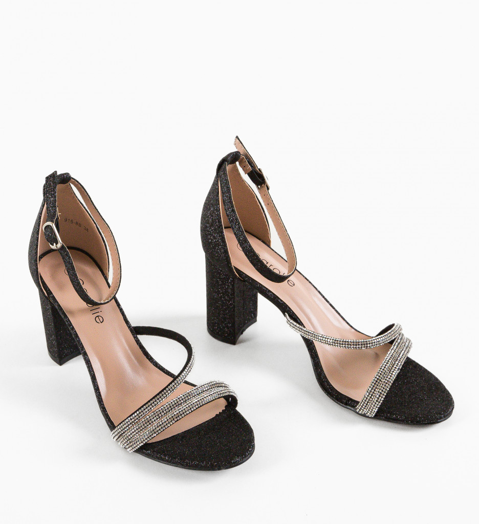Sandale Stacey Negre cu Toc Elegant - imagine 6