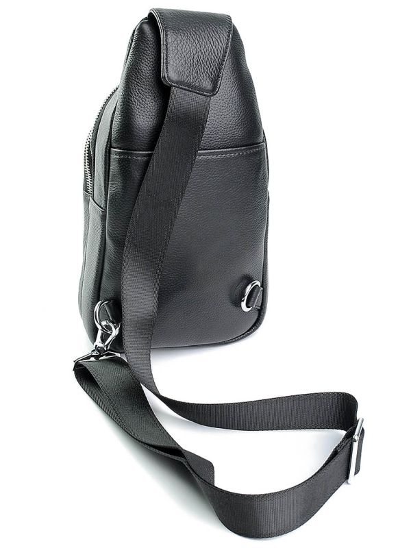 Geanta barbati crossbody din piele naturala, Neagra - imagine 2